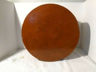 VINTAGE ROUND WOODEN BOX - LIKELY PANTRY/CHEESE BOX - HAND PAINTED LID 2