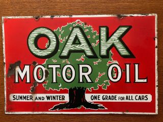 Vintage Oak Motor Oil Porcelain Double Sided Sign In 7