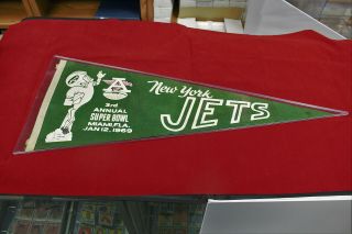 1969 York Jets Bowl Iii Vintage Pennant - Joe Namath Gauranteed Win