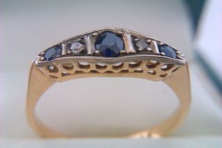 Rare 18ct Gold Platinum Sapphire & Old Cut Diamonds Edwardian Ladies Ring C1907