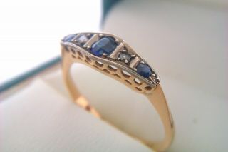 Rare 18ct Gold Platinum Sapphire & Old Cut Diamonds Edwardian Ladies Ring c1907 2