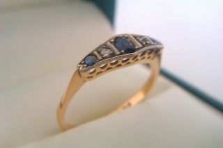 Rare 18ct Gold Platinum Sapphire & Old Cut Diamonds Edwardian Ladies Ring c1907 3