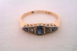 Rare 18ct Gold Platinum Sapphire & Old Cut Diamonds Edwardian Ladies Ring c1907 4