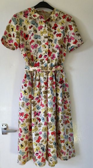 Vintage Dress Andy Warhol Butterflies Lord Taylor Pure Silk Small