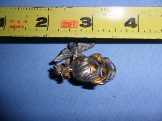 WWII U.  S.  MARINE CORPS STERLING SILVER & 10K GOLD FILLED GLOBE AND ANCHOR PIN 5