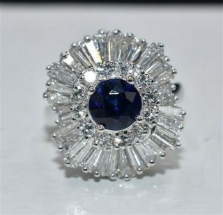 $11,  750 Rare Platinum Diamond Sapphire 3.  39ct F/vvs Convertible Ring/pendant $99