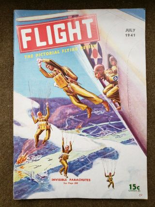 Flight Vol 1 7 1941 July - Gernsback - Invisible Parachutes - Wwii - Flying Review