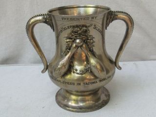 Antique Antique Bowling Silverplate Trophy Pacific Telephone And Telegraph 1923