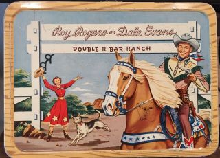 Vintage Western Lunch Box & Thermos Roy Rogers 1950’s Exc