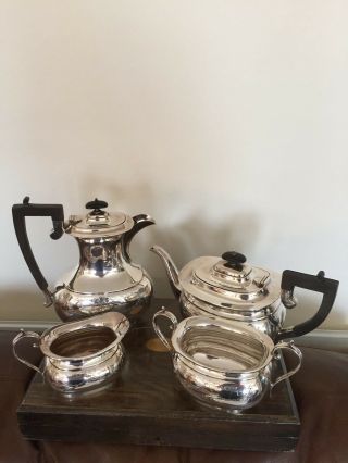 4 Piece Silver Plated Tea/coffee Service With A Raised Foot (spt/cs 71v) W & C S