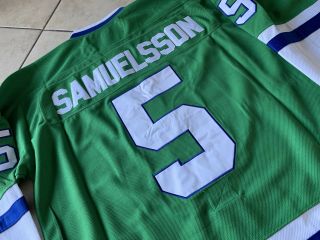 Vintage NHL Hartford Whalers Ulf Samuelsson Hockey Jersey Green 4