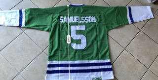 Vintage NHL Hartford Whalers Ulf Samuelsson Hockey Jersey Green 6