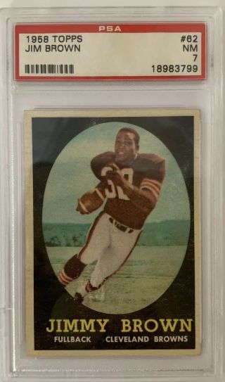 1958 Topps Jim Brown 62 Trading Card Psa Graded Nm 7 Rare Old Card