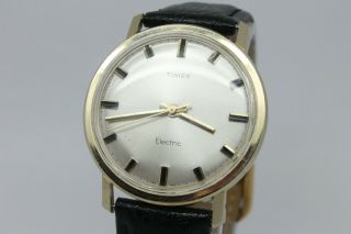 VINTAGE 1960 ' s Timex 14k Solid Gold Mens Electric Watch Backset France = = 5