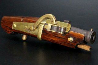 Nt17 Japanese Large Miniature Matchlock Shape Hinawaju Netsuke Teppo Gun