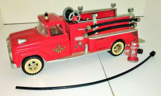 Rare Vtg 1961 Tonka No.  5 Red Ladder Version Suburban Pumper Fire Truck W/hydrant