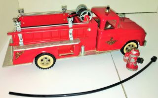 Rare VTG 1961 Tonka NO.  5 Red Ladder Version Suburban Pumper Fire Truck w/Hydrant 2