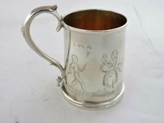 Stunning children playing scenes Victorian SILVER GILT MUG,  London 1846 Tankard 2