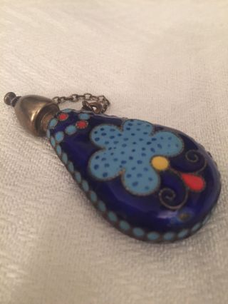 Antique Russian Silver And Enamel Scent Bottle