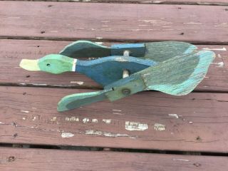Barn Find Flying Duck Whirligig Hand Painted Hand Crafted Folk Art Wood