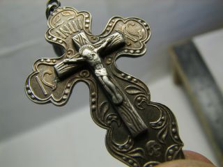 Crucifixion Big Size Old Vintage Sterling Silver Cross - Pendant 1161