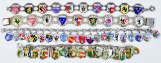 4 Vintage Shield Charm Bracelets Tourist Travel Germany 800 Silver 925