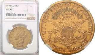 1882 Cc $20 Liberty Head Carson City 20 Dollars - Gold - Ngc Au50 - Rare