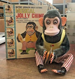 Vintage Daishin Musical Jolly Chimp Monkey Box