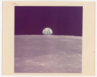 Two Apollo 11 Vintage Earthrise & Full Moon Nasa Numbered Glossy Photos