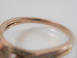Vintage 14K Rose Gold & Diamond Engagement Ring & Wedding Band Set Size 7 6