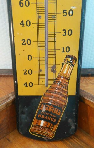 Vintage 1930s Nesbitt ' s Orange Soda Thermometer Advertising Sign 2