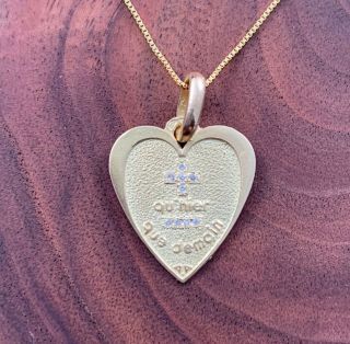 Vintage 18k Yg And Diamond French A.  Augis Love Token Heart Charm Necklace