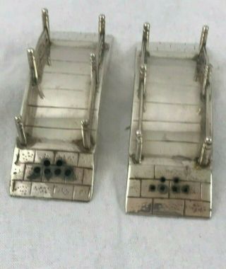 Salt And Pepper Shakers.  Japanese Sterling Silver.  Bridges.  Early 20th Century