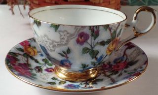 Old Royal Bone China Made In England Tea Cup & Saucer " Lorna Doone " Pattern