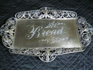 Ornate Antique Victorian Silverplate Bread Tray By James W.  Tufts Boston