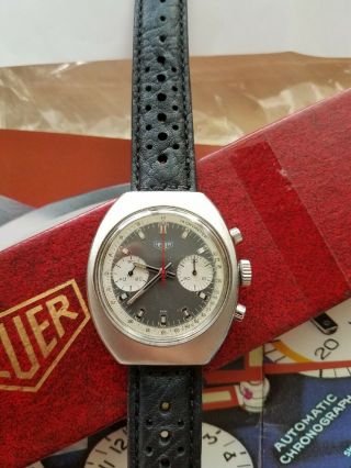 Vintage HEUER Chronograph Panda Dial w/box,  tag,  & pamphlet,  serviced 2