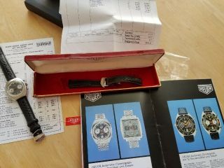 Vintage HEUER Chronograph Panda Dial w/box,  tag,  & pamphlet,  serviced 6