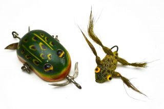 Vintage Pflueger Kent Floater Frog Fishing Lure & Frog Fly Lure