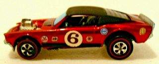 Vintage Red Line Hot Wheels 1969 Mustang Boss Hoss With Rare Black Fastback Roof