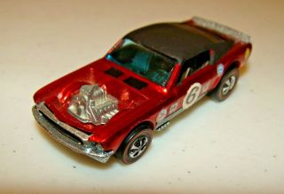 VINTAGE RED LINE HOT WHEELS 1969 MUSTANG BOSS HOSS WITH RARE BLACK FASTBACK ROOF 7