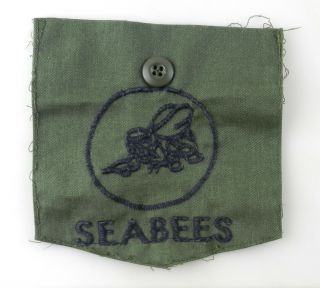 Us Army Vietnam Seabees 6 " X6 " Shirt Jacket Pocket Patch Military Badge T70a3