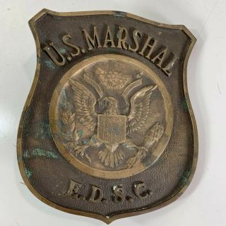Vtg Us Marshal Edsc Brass Plaque United States Eastern District South Carolina 1