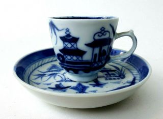 Early Canton Chinese Cup & Saucer Blue & White 19th Century