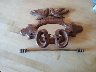 Antique Black Forest? Wood Carving with mirror and towel holder. 4