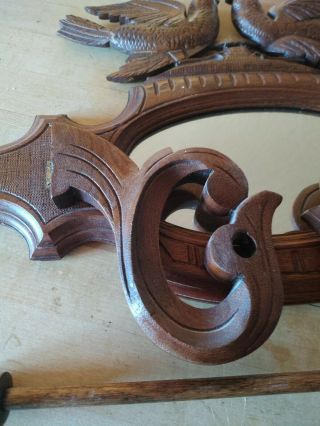 Antique Black Forest? Wood Carving with mirror and towel holder. 5