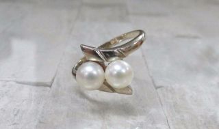 Vintage Double Pearl 14kt Yellow Gold Ring 3.  0grams Sz 5.  75 6 - G299