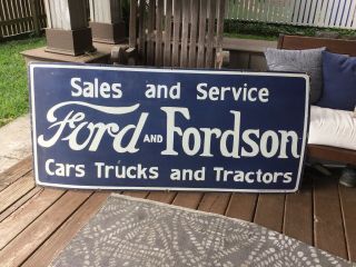 Large Vintage Ford And Fordson Porcelain Sign