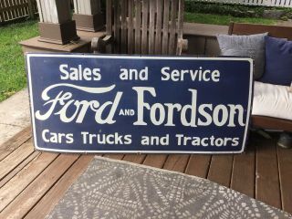Large Vintage Ford and Fordson Porcelain Sign 2
