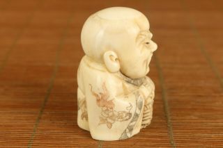 Antiques old hand carving wise man statue figure table home decoration gift 5