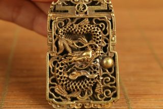 Antiques bronze hand carving dragon Statue pendant netsuke delicate gift 2
